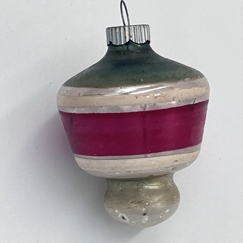 Vintage Shiny Brite Lantern Stripes Mercury Glass Christmas Ornament HTF Shape - Picture 2 of 6